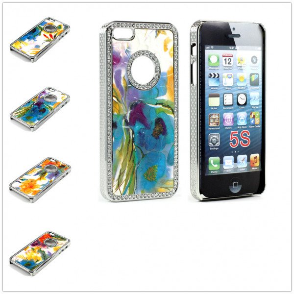 Wholesale iPhone 5 5S  Fusion Diamond Chrome Case (Flower MIX)